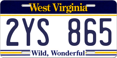 WV license plate 2YS865