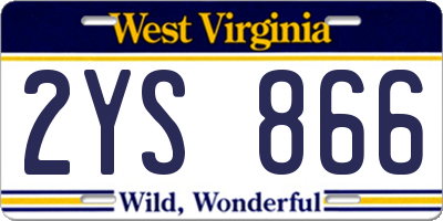 WV license plate 2YS866