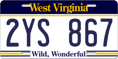 WV license plate 2YS867