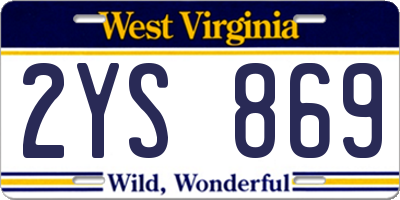 WV license plate 2YS869