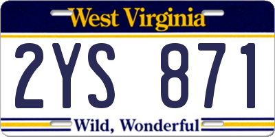 WV license plate 2YS871