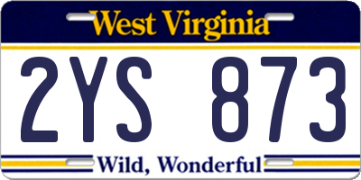 WV license plate 2YS873