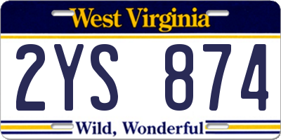 WV license plate 2YS874