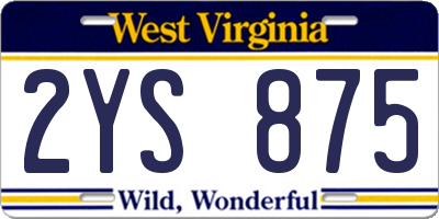 WV license plate 2YS875