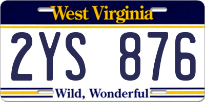 WV license plate 2YS876