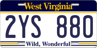 WV license plate 2YS880