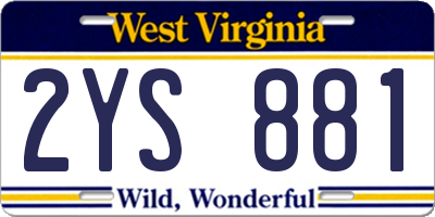 WV license plate 2YS881