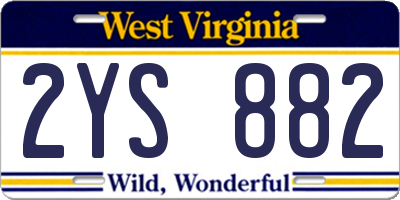 WV license plate 2YS882