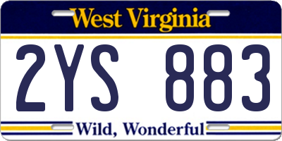 WV license plate 2YS883