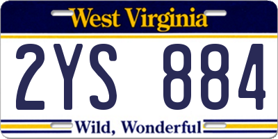 WV license plate 2YS884