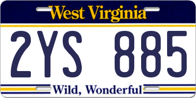 WV license plate 2YS885