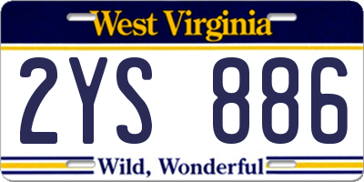 WV license plate 2YS886