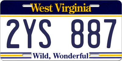 WV license plate 2YS887