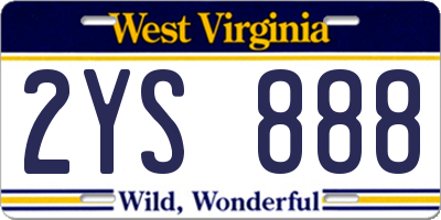 WV license plate 2YS888