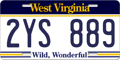 WV license plate 2YS889