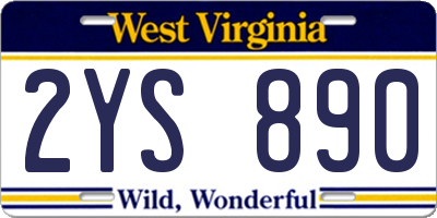 WV license plate 2YS890