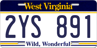 WV license plate 2YS891