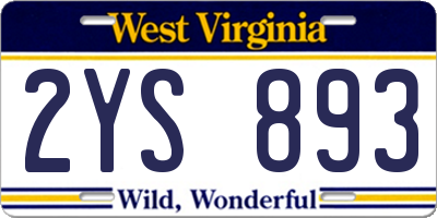 WV license plate 2YS893