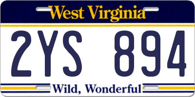 WV license plate 2YS894