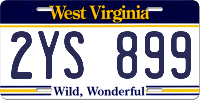 WV license plate 2YS899