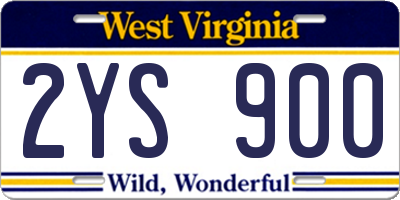 WV license plate 2YS900