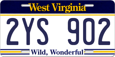 WV license plate 2YS902