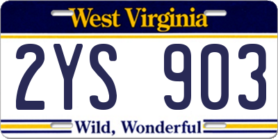 WV license plate 2YS903