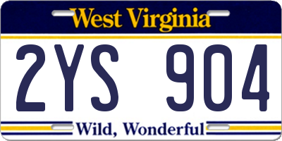 WV license plate 2YS904