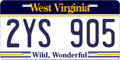 WV license plate 2YS905