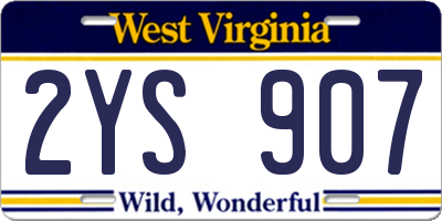 WV license plate 2YS907