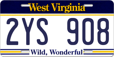 WV license plate 2YS908