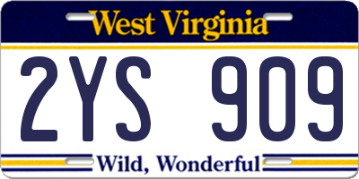 WV license plate 2YS909