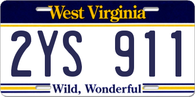 WV license plate 2YS911