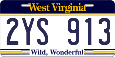 WV license plate 2YS913