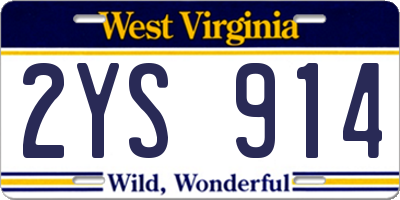 WV license plate 2YS914