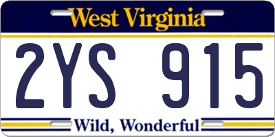 WV license plate 2YS915