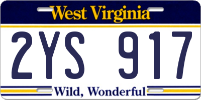 WV license plate 2YS917