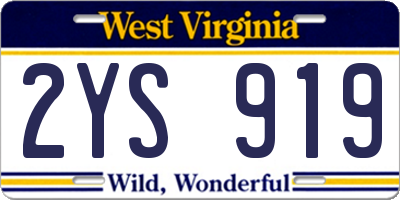 WV license plate 2YS919