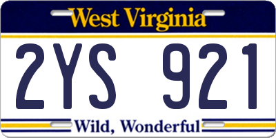 WV license plate 2YS921
