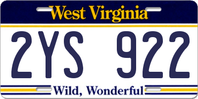 WV license plate 2YS922