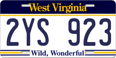 WV license plate 2YS923
