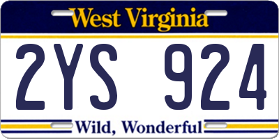 WV license plate 2YS924