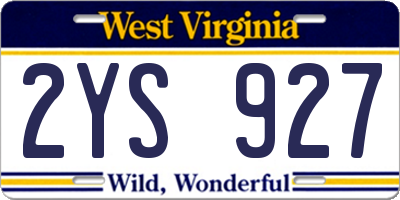WV license plate 2YS927