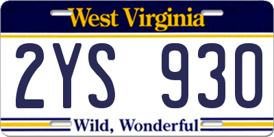 WV license plate 2YS930