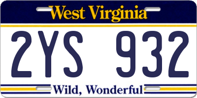 WV license plate 2YS932