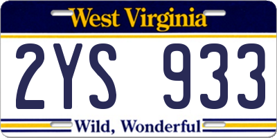 WV license plate 2YS933
