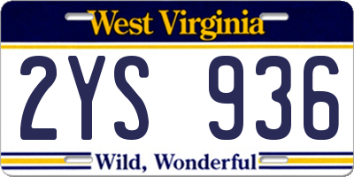 WV license plate 2YS936