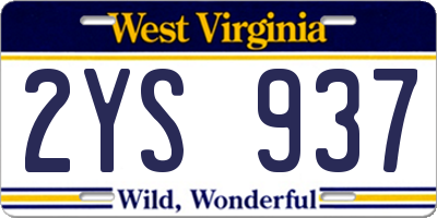 WV license plate 2YS937