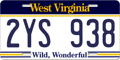WV license plate 2YS938
