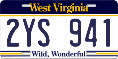 WV license plate 2YS941